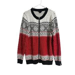 Fair Isle Icewear Iceland Martha Full Zip Wool Blend Sweater Large